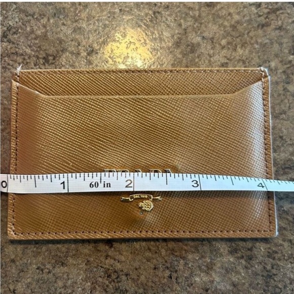 Prada Card Holder Brown Saffiano Leather 4" L x 23/4" H - Picture 13 of 14